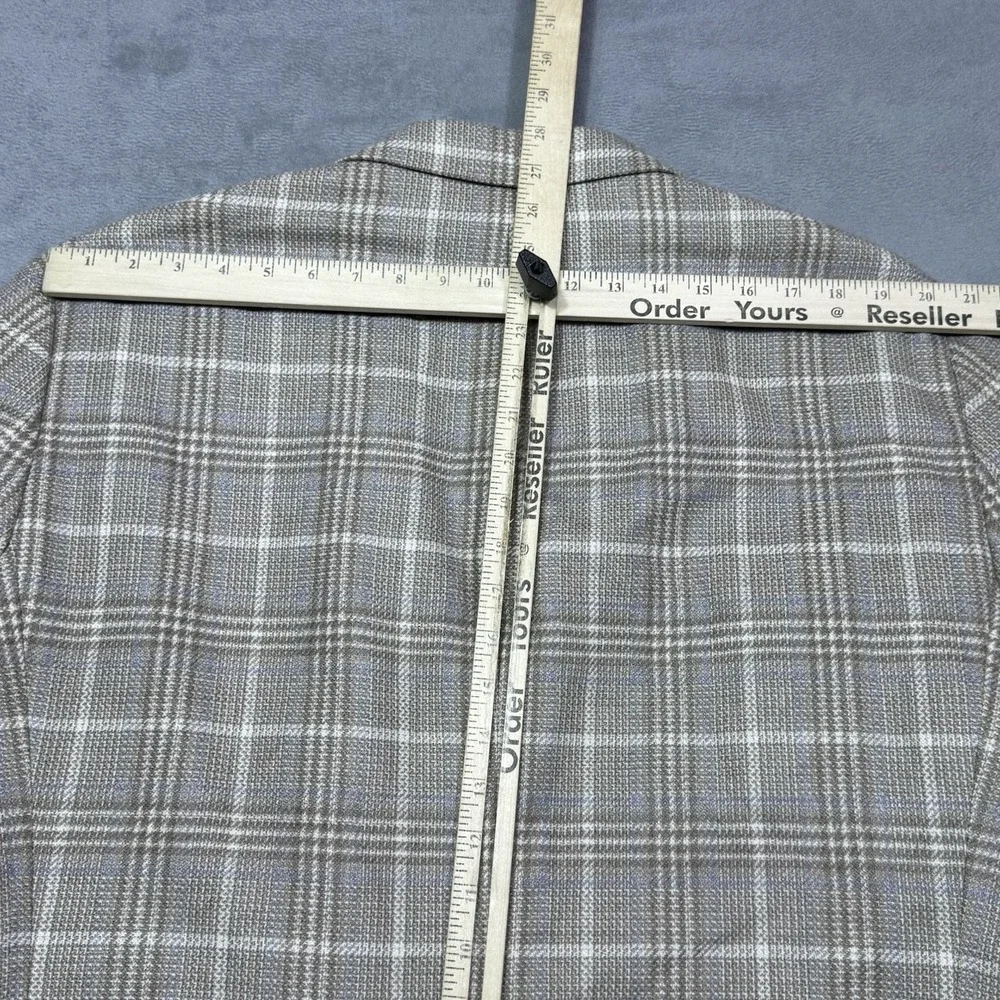 Tommy Hilfiger Blazer Mens 48R Beige Windowpane Glen Plaid Wool Blend Sport Coat